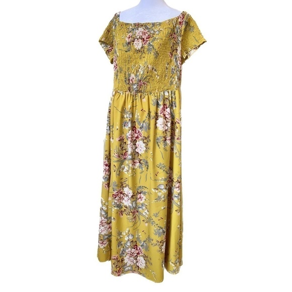 SHEIN Super Cute Off-the-shoulder Floral Summer Dress with Front Slit Size 2X - Picture 6 of 12